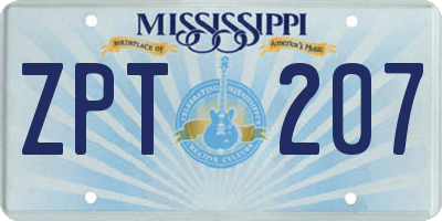 MS license plate ZPT207