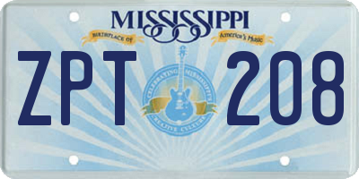 MS license plate ZPT208