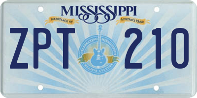 MS license plate ZPT210