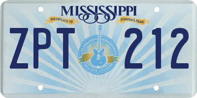 MS license plate ZPT212