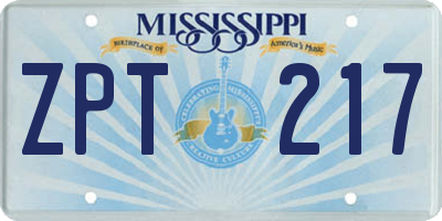MS license plate ZPT217