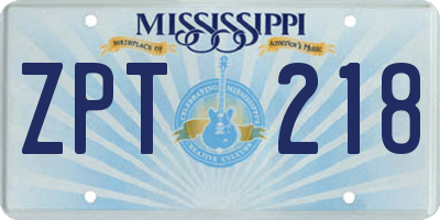 MS license plate ZPT218