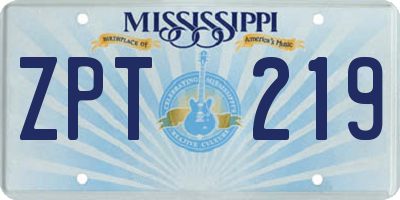 MS license plate ZPT219