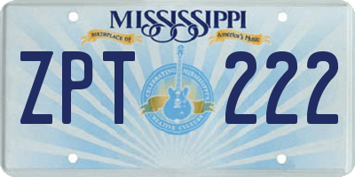 MS license plate ZPT222