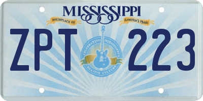 MS license plate ZPT223