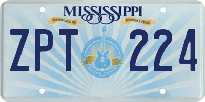 MS license plate ZPT224
