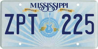 MS license plate ZPT225