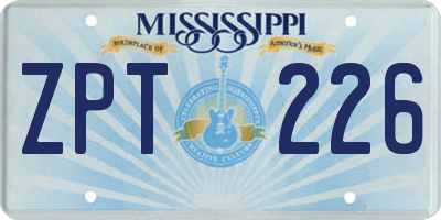 MS license plate ZPT226