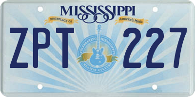 MS license plate ZPT227