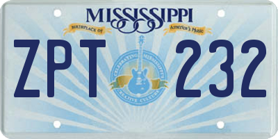 MS license plate ZPT232