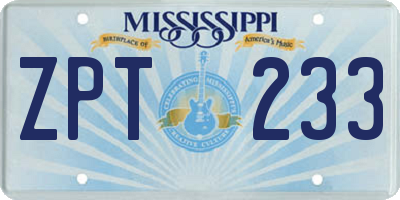 MS license plate ZPT233