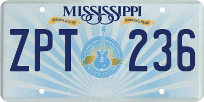 MS license plate ZPT236