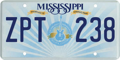 MS license plate ZPT238