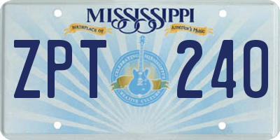 MS license plate ZPT240