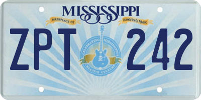 MS license plate ZPT242