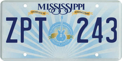 MS license plate ZPT243