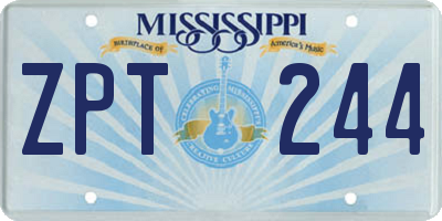 MS license plate ZPT244