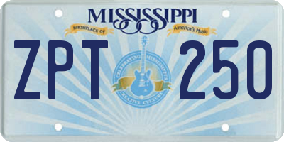 MS license plate ZPT250