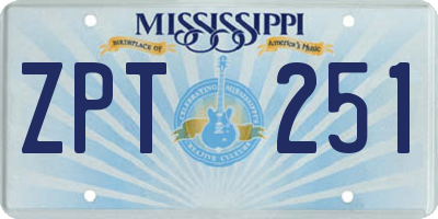 MS license plate ZPT251