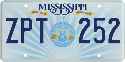 MS license plate ZPT252