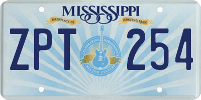 MS license plate ZPT254