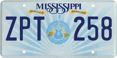 MS license plate ZPT258