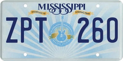 MS license plate ZPT260