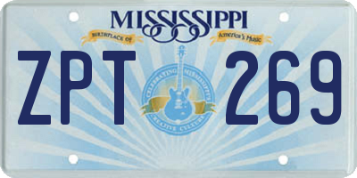 MS license plate ZPT269