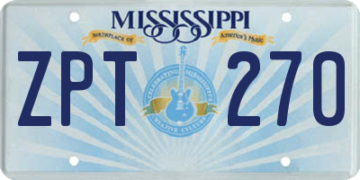 MS license plate ZPT270
