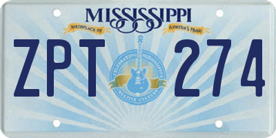 MS license plate ZPT274