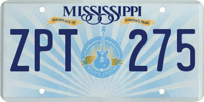 MS license plate ZPT275