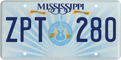 MS license plate ZPT280