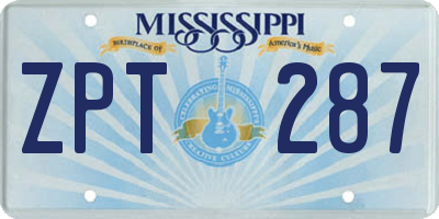 MS license plate ZPT287