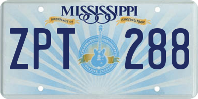 MS license plate ZPT288