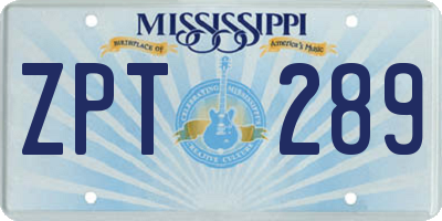 MS license plate ZPT289