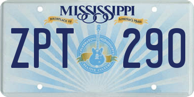 MS license plate ZPT290