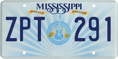 MS license plate ZPT291