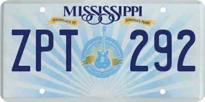 MS license plate ZPT292