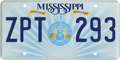 MS license plate ZPT293