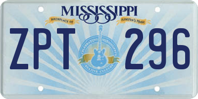MS license plate ZPT296