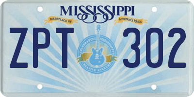 MS license plate ZPT302