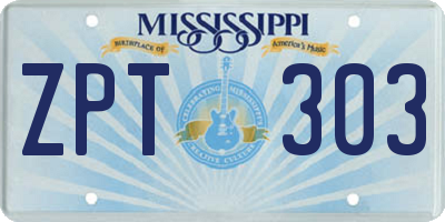 MS license plate ZPT303