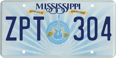 MS license plate ZPT304