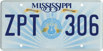 MS license plate ZPT306