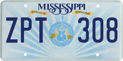 MS license plate ZPT308