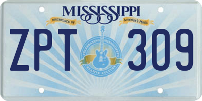 MS license plate ZPT309