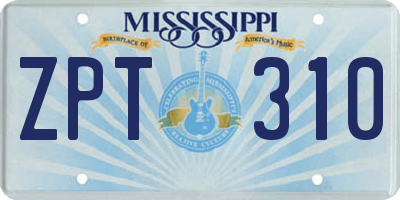 MS license plate ZPT310