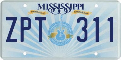 MS license plate ZPT311