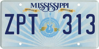 MS license plate ZPT313