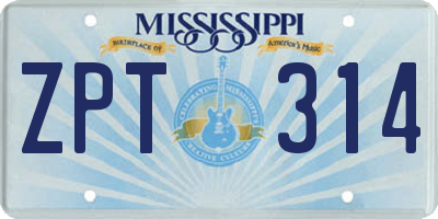 MS license plate ZPT314
